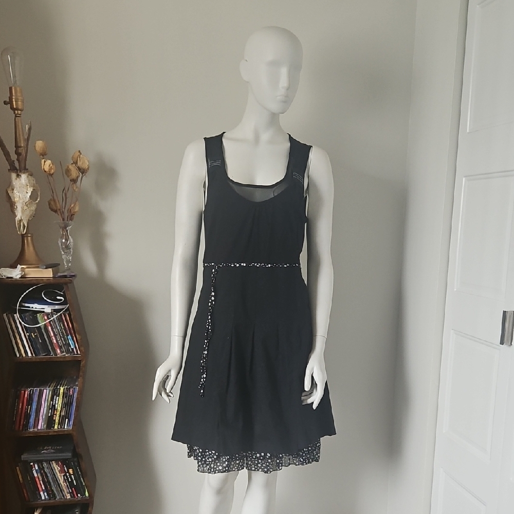 Vintage Black Layered Sleeveless Dress